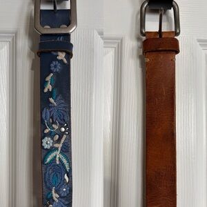 Lucky Brand Embroidered Blue and Brown Belt